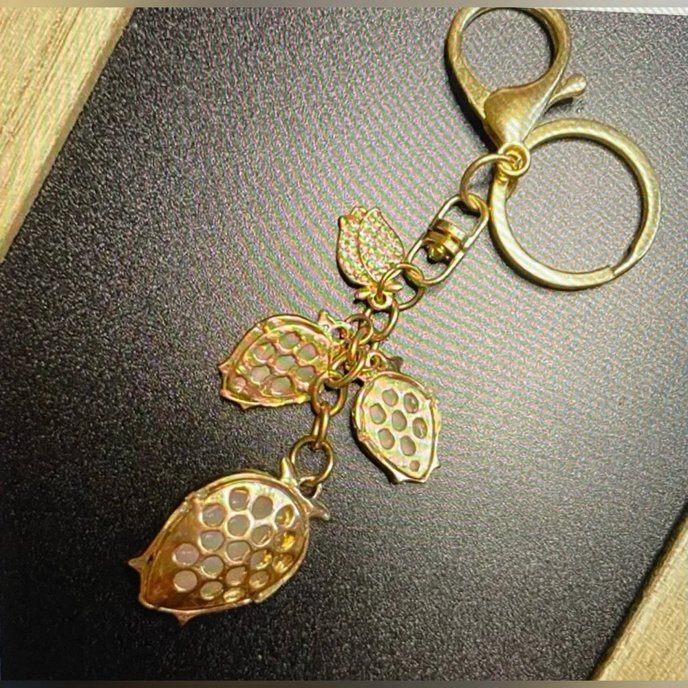 Gold Tulip Bag Charm Keychain Flower Key Chain with Key Rings for Purse Handbags